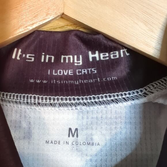 It's in My Heart Cat Cycling Shirt Size Medium Athletic Outdoor Fitness - Picture 4 of 11